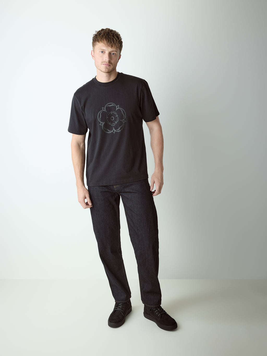 Ainsley Raised Rubber Logo T-Shirt Black