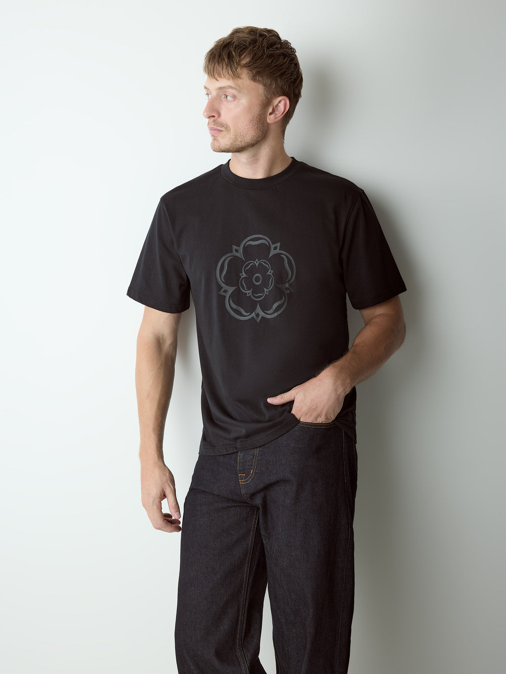 Ainsley Raised Rubber Logo T-Shirt Black