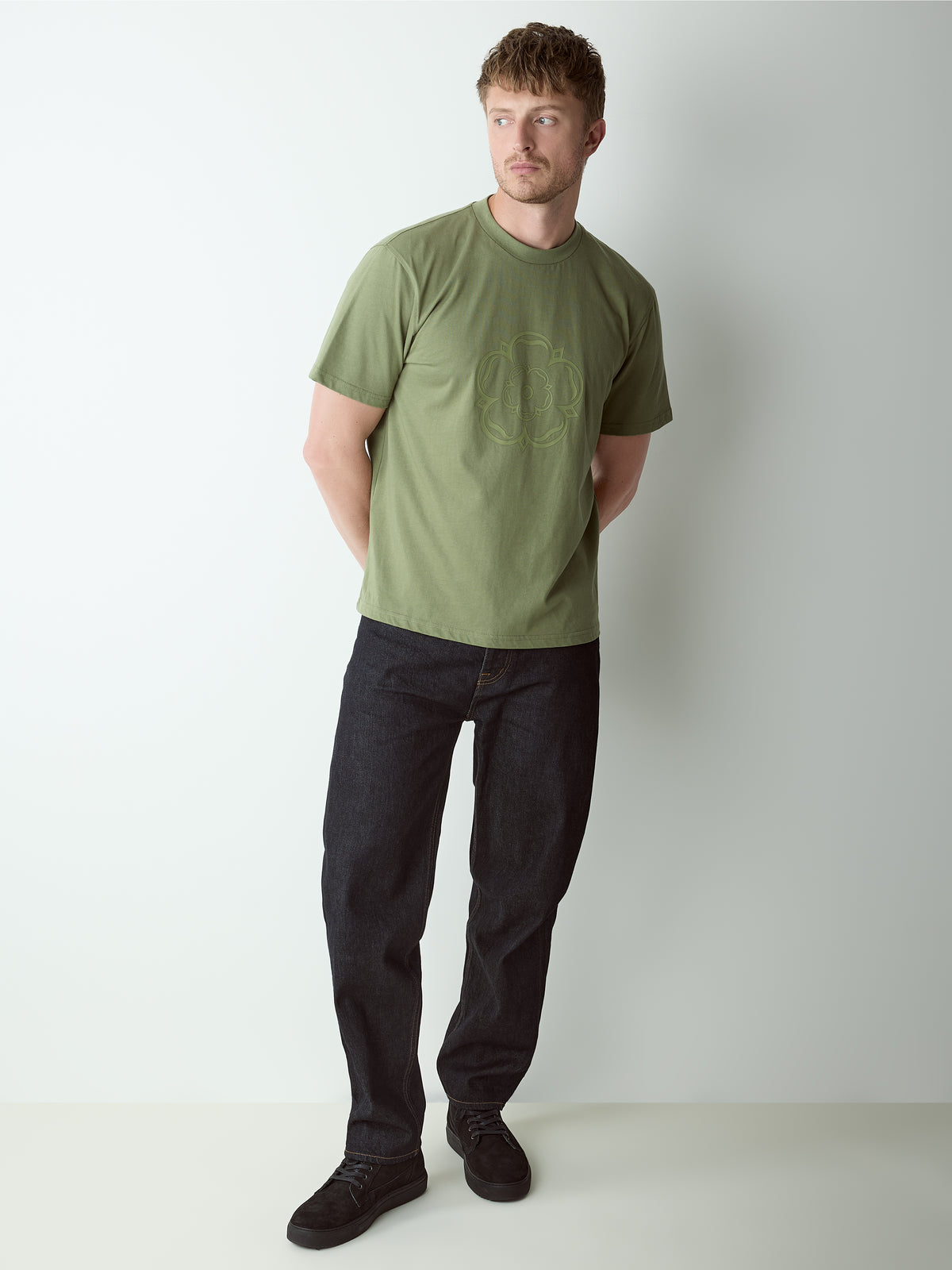 Ainsley Raised Rubber Logo T-Shirt Dark Sage