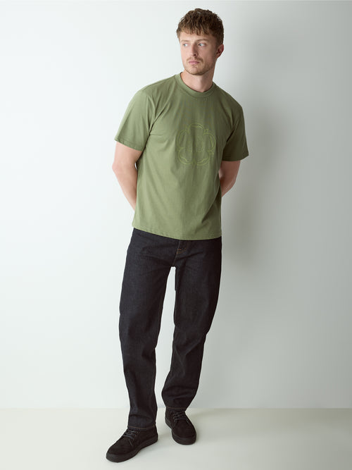 Ainsley Raised Rubber Logo T-Shirt Dark Sage