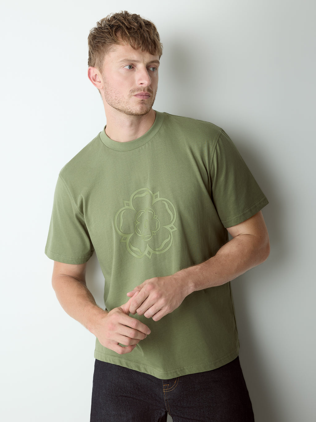 Ainsley Raised Rubber Logo T-Shirt Dark Sage