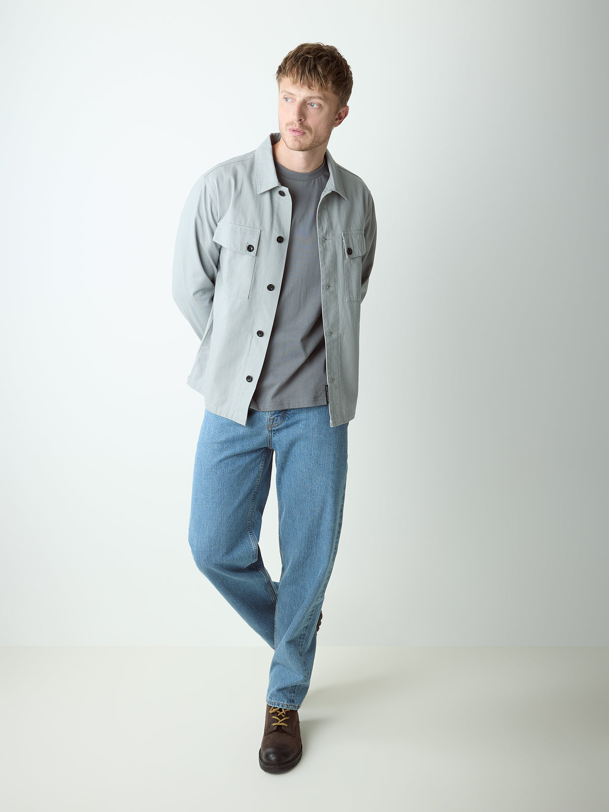 Allenby Button Through Overshirt Mid Grey
