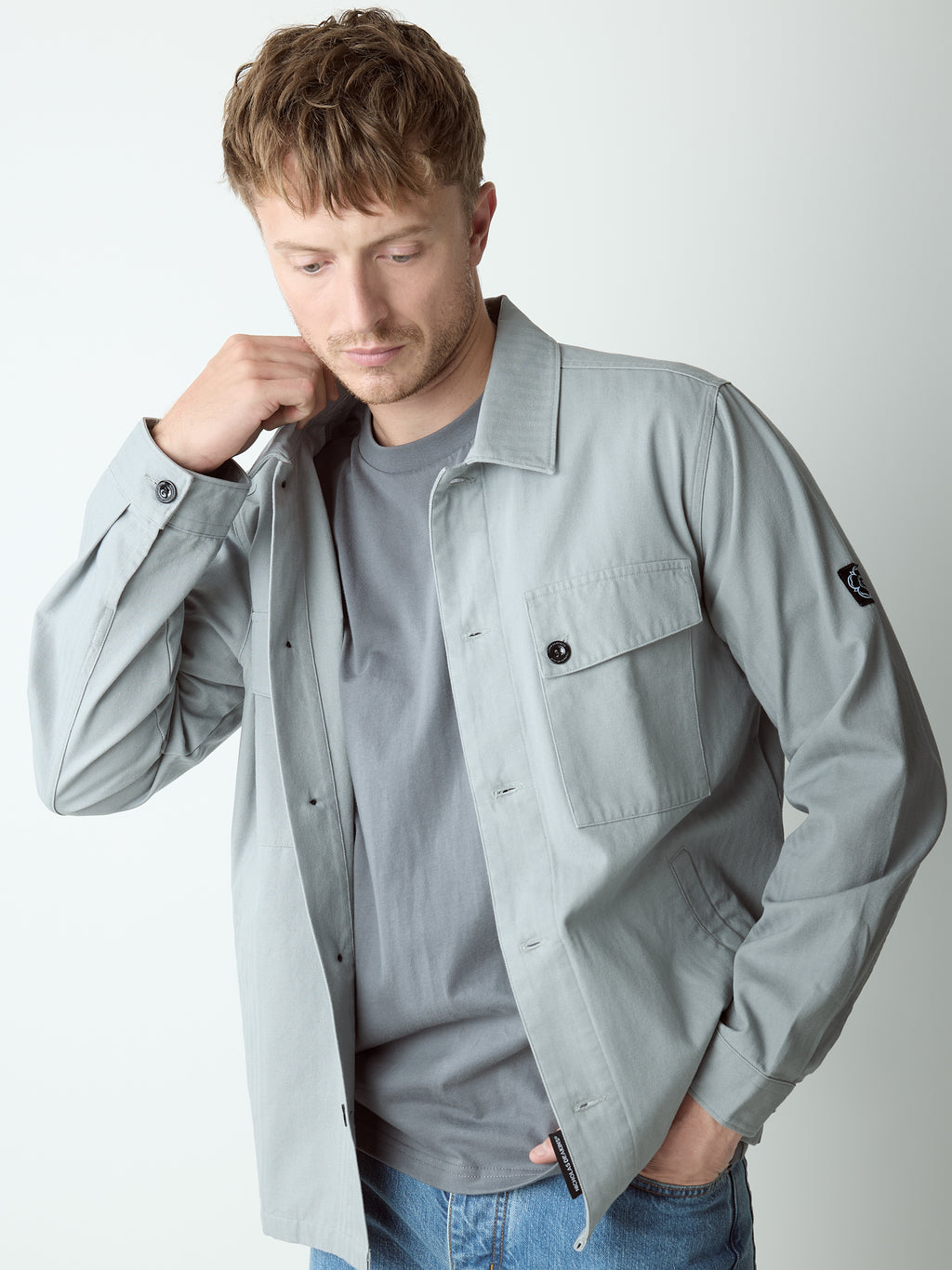 Allenby Button Through Overshirt Mid Grey