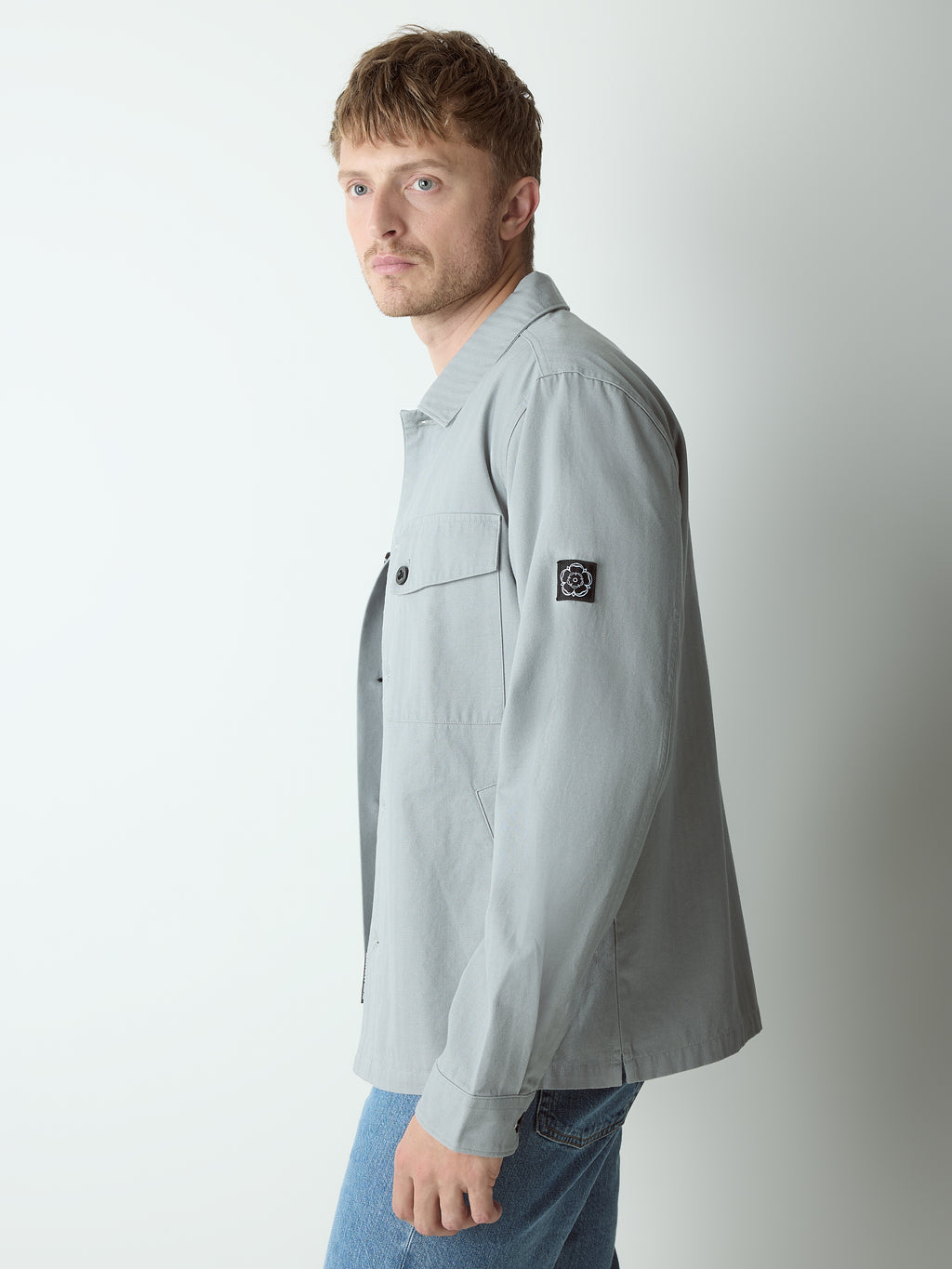 Allenby Button Through Overshirt Mid Grey