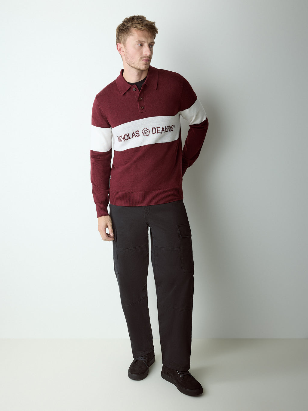 Arley Jacquared Rugby Knit Burgundy