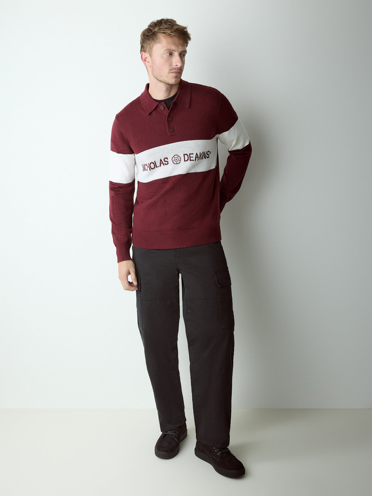 Arley Jacquared Rugby Knit Burgundy