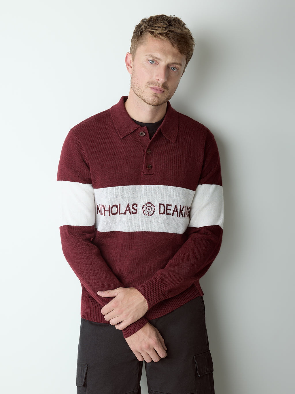 Arley Jacquared Rugby Knit Burgundy