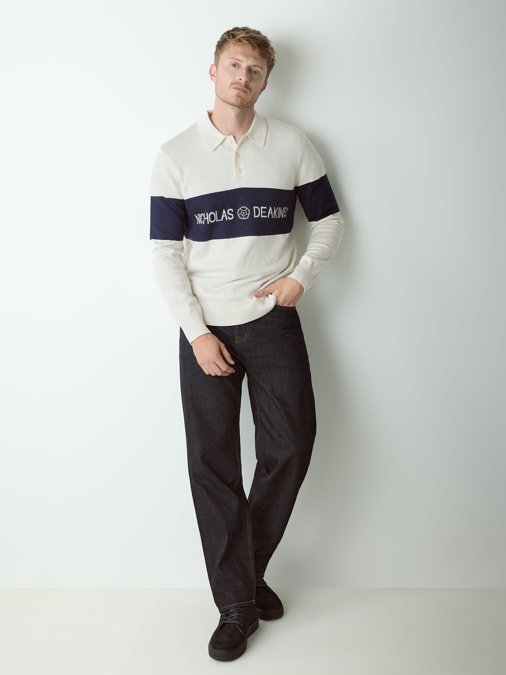 Arley Jacquared Rugby Knit Ecru