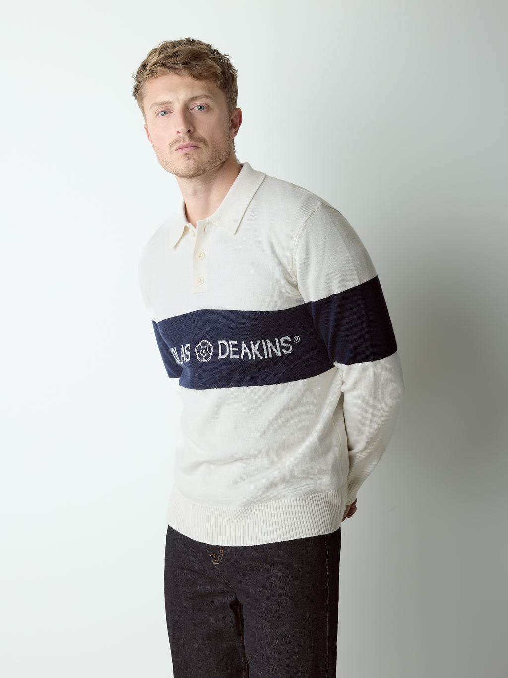 Arley Jacquared Rugby Knit Ecru
