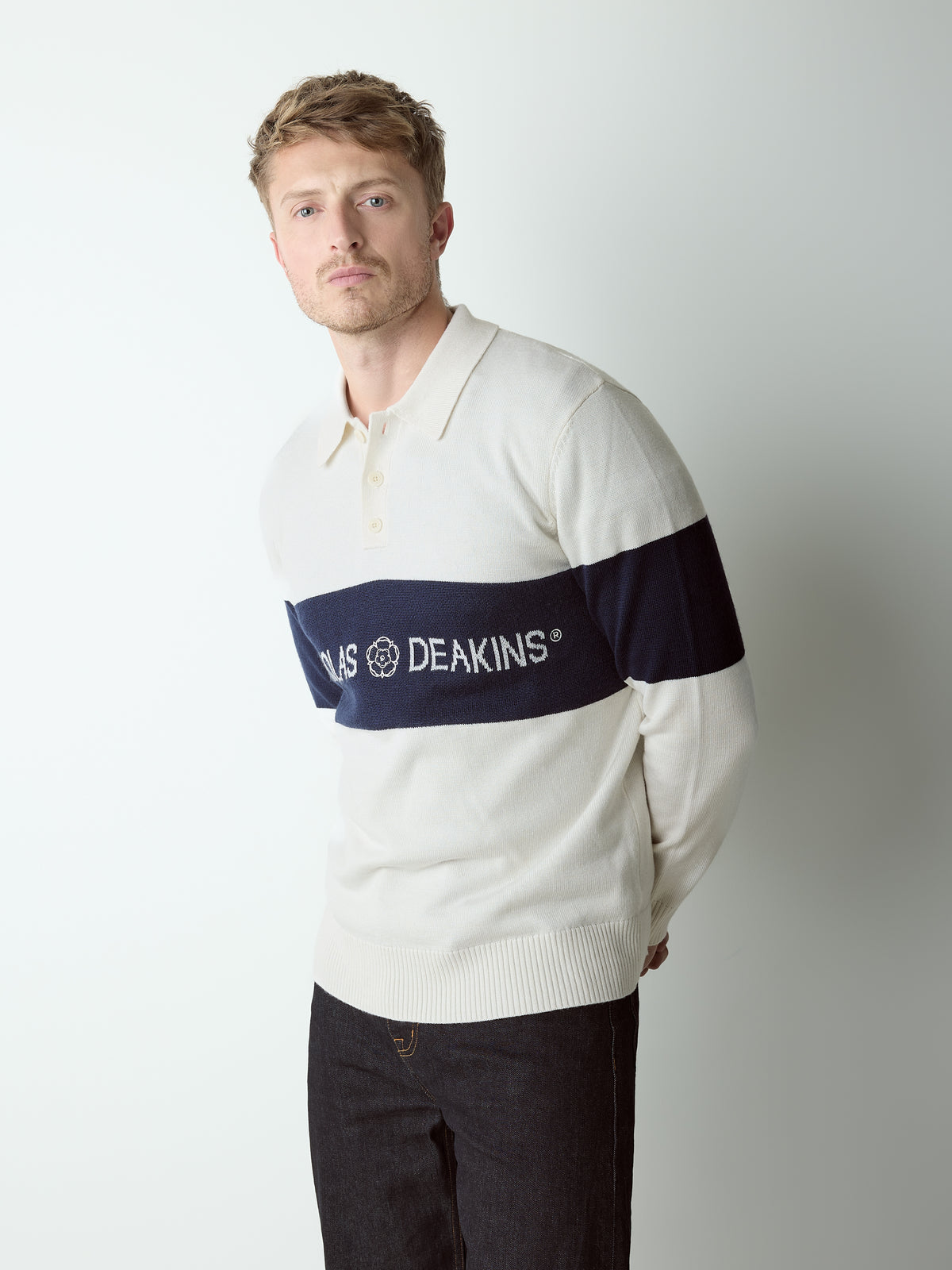 Arley Jacquared Rugby Knit Ecru